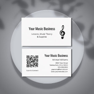 Einfache Treble Clef QR-Codemusikunterricht Visitenkarte