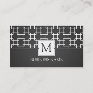 Einfache Trellis Muster Monogram Black Visitenkarte