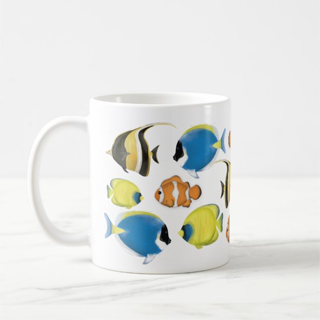 Einfache trendige tropische Fischgründe Minimalist Kaffeetasse (Links)