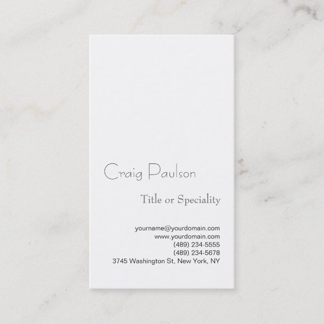 Einfache trendige White Consultant Business Card Visitenkarte (Vorderseite)