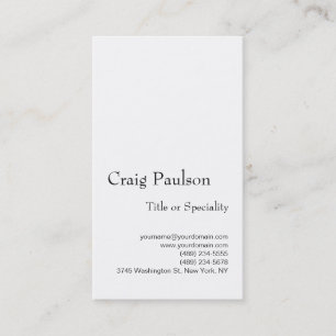 Einfache trendige White Consultant Business Card Visitenkarte