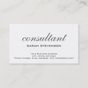 Einfache trendige White Consultant Business Card Visitenkarte