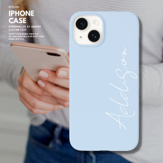 Einfache Trendy Blauen und Weiße Skriptbezeichnung iPhone 14 Hülle