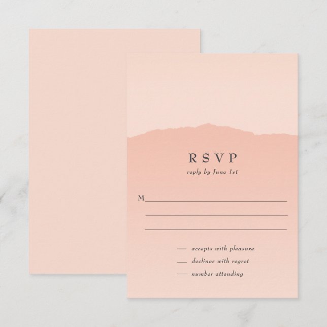 Einfache Trendy Blush Wedding RSVP Card Einladung (Vorne/Hinten)