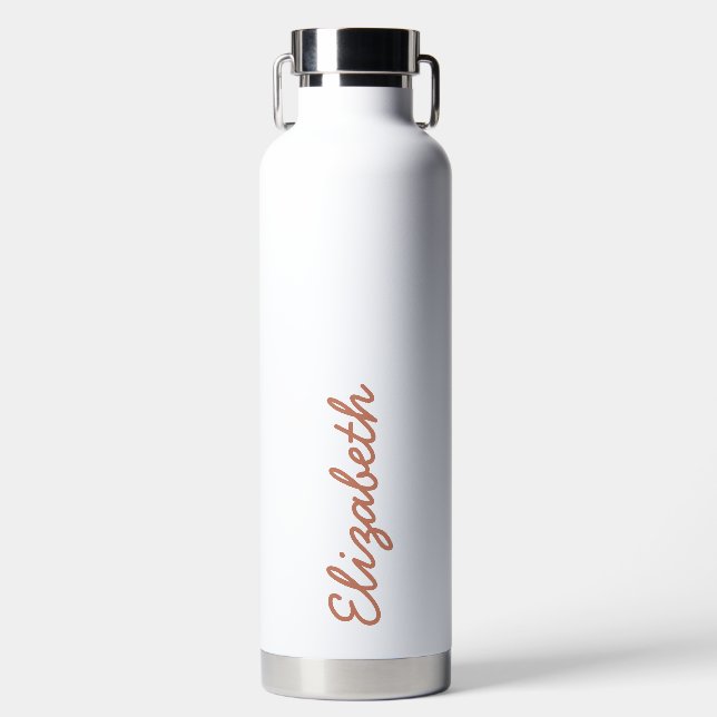 Einfache trendy Light Brown Handwriting-Skriptname Trinkflasche (Vorderseite)