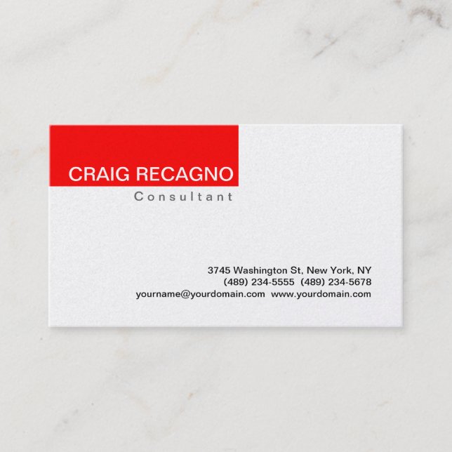 Einfache trendy Niedlich Red Business Card Visitenkarte (Vorderseite)