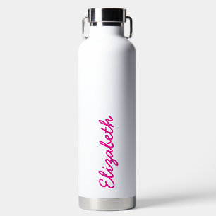 Einfache Trendy Pink Handgeschriebener Skriptname Trinkflasche