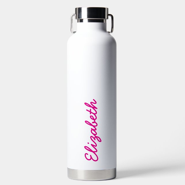 Einfache Trendy Pink Handgeschriebener Skriptname Trinkflasche (Vorderseite)