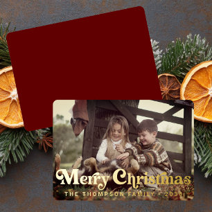 Einfache Trendy Retro-Typografie Foto Weihnachten Folien Feiertagskarte