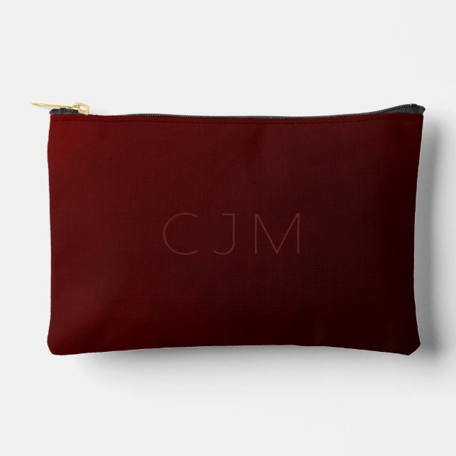 Einfache Triple Monogramm auf Blut bis dunkles, ro Zubehörtasche (Vorderseite)