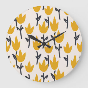 Einfache Tulip-Blume Große Wanduhr