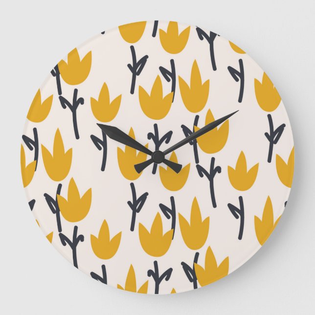 Einfache Tulip-Blume Große Wanduhr (Vorderseite)