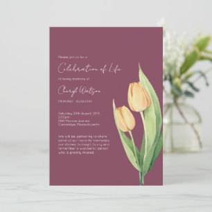 Einfache Tulpen-Feier-des-Lebens-Beerdigung Einladung