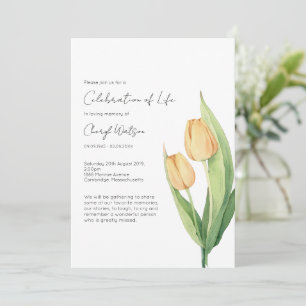 Einfache Tulpen-Feier des Lebens Begräbnis Einladung