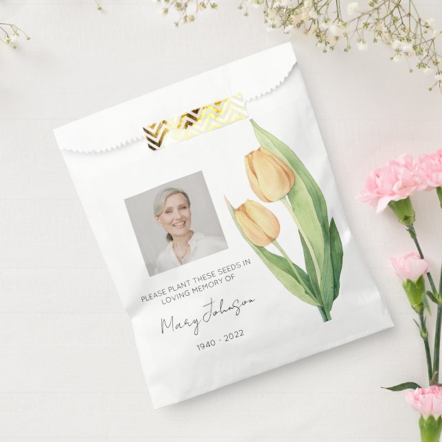 Einfache Tulpen-Foto-Trauer-Samen Geschenktütchen (Versiegelt)
