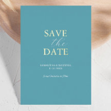 Einfache türkisblaue Hochzeit Save the Date