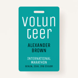 Einfache Türkise Event Volunteer QR Code Name ID Ausweis