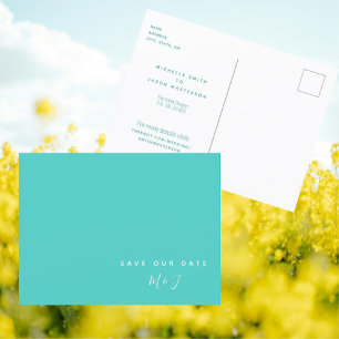 Einfache Türkise Hochzeit-Save-the-Date-Postkarte Postkarte