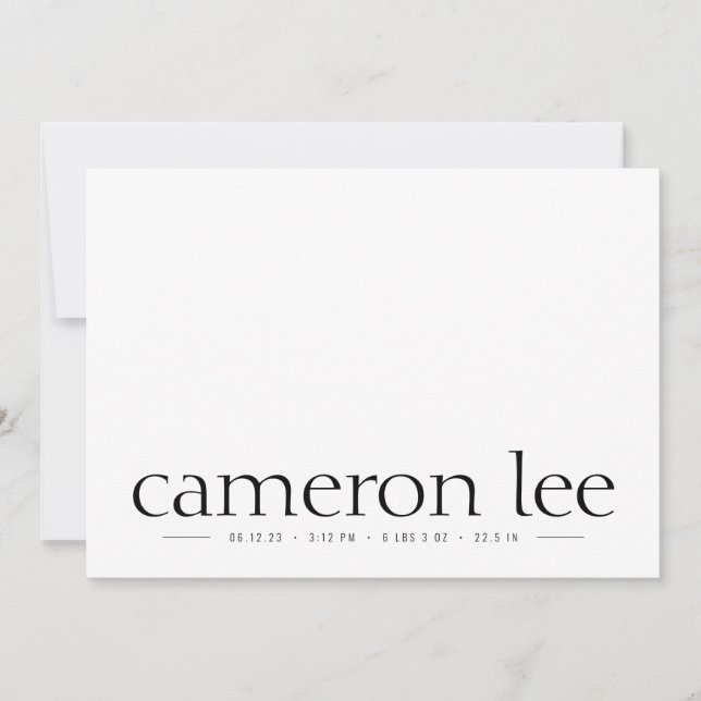 Einfache Typ Baby Birth Foto Ankündigung neutral (Vorderseite)