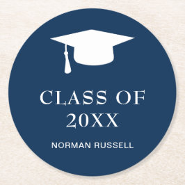 Einfache Typ-Graduationsstufe für die Marine Blue  Runder Pappuntersetzer