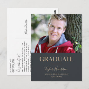 Einfache Typografie 1-Foto 2023 Graduierungspartei Postkarte