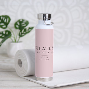 Einfache Typografie Benutzerdefiniertes Rosa Pilat Trinkflasche