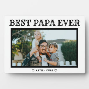 Einfache Typografie Best Papa Ever Foto Plaque Fotoplatte