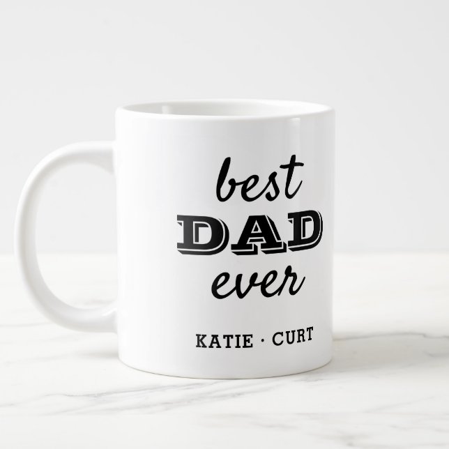 Einfache Typografie Bester Vater je Foto Jumbo-Tasse (Links)
