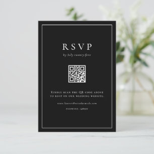 Einfache Typografie Black QR Code Formal Hochzeit RSVP Karte