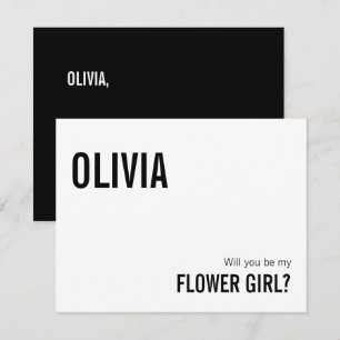 Einfache Typografie Blumenmädchen Antrag Karte