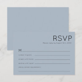 Einfache Typografie Dusty Blue Wedding RSVP Karte