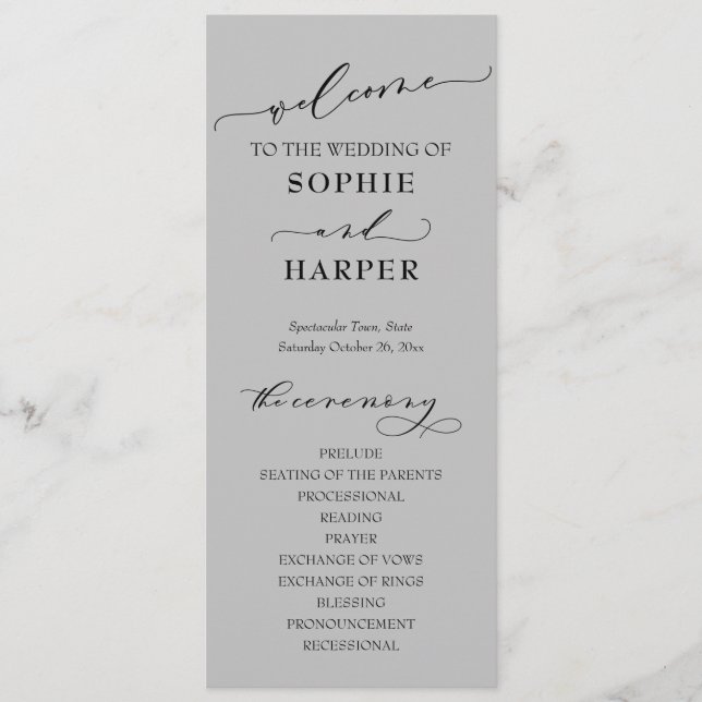 Einfache Typografie, elegante Grauschrift Programm (Vorderseite)