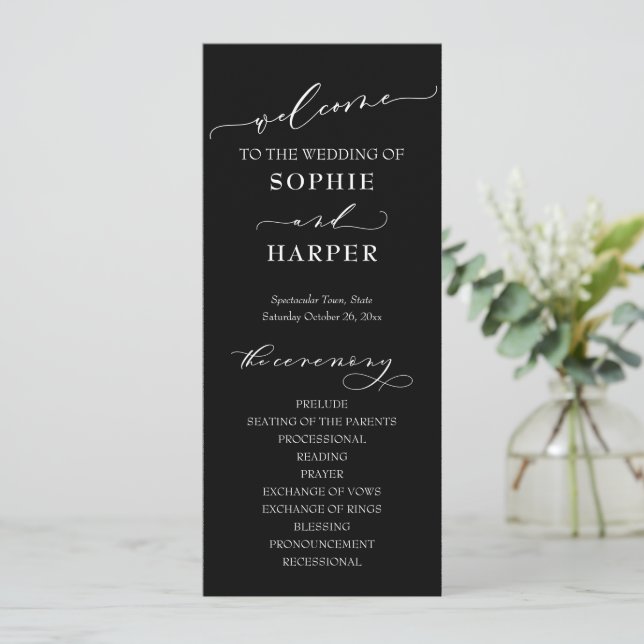 Einfache Typografie, elegante Kalligrafie Schwarz Programm (Stehend Vorderseite)