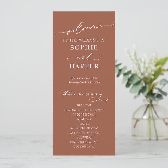 Einfache Typografie, elegante Kalligrafie Terracot Programm (Stehend Vorderseite)