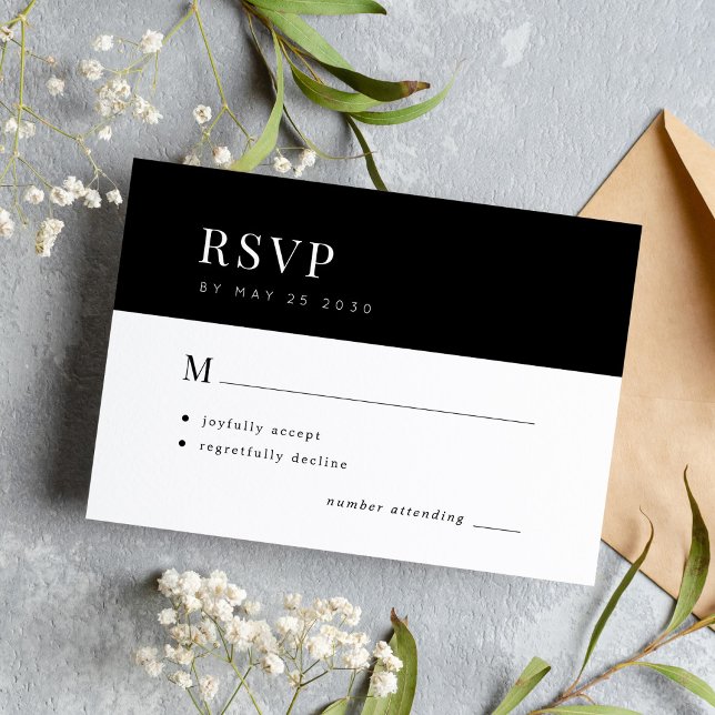 Einfache Typografie elegante Minimalhochzeit RSVP Karte (Von Creator hochgeladen)
