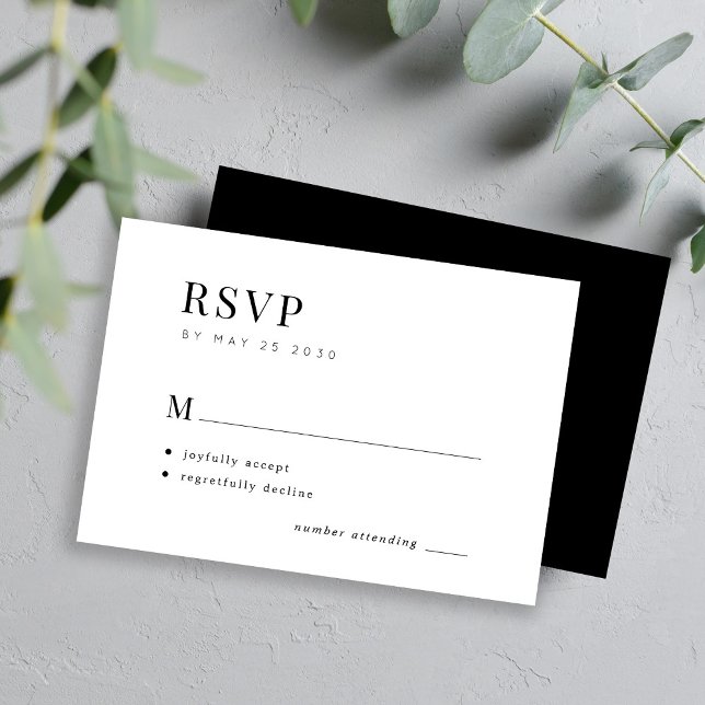 Einfache Typografie elegante Minimalhochzeit RSVP Karte (Von Creator hochgeladen)