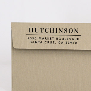 Einfache Typografie-Familienname-Rücksendeadresse Gummistempel