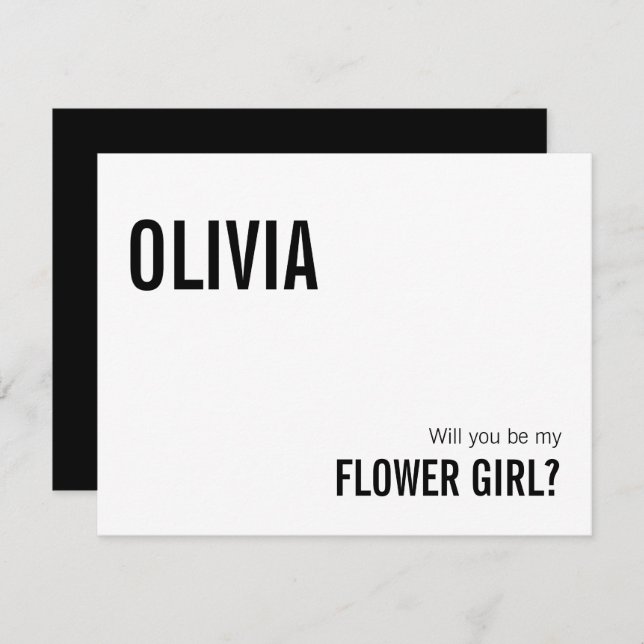 Einfache Typografie Flower Girl Vorschlag Card Mitteilungskarte (Vorne/Hinten)