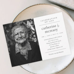 Einfache Typografie Foto Gedenkfeier Einladung