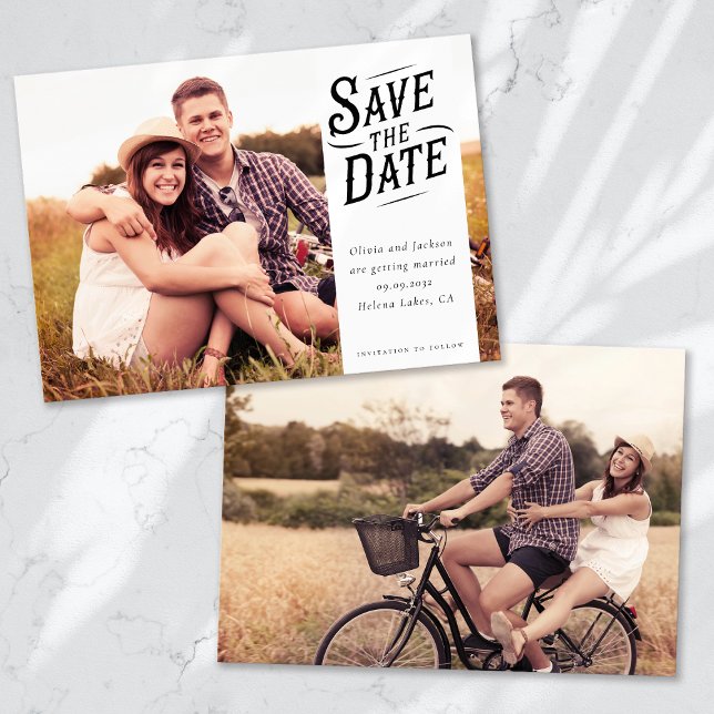 Einfache Typografie-Foto-Hochzeit Save The Date (Von Creator hochgeladen)