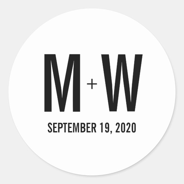 Einfache Typografie-Gastgeschenk Hochzeit Monogram Runder Aufkleber (Vorderseite)