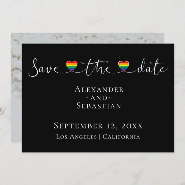Einfache Typografie Gay Wedding rettet das Datum Save The Date (Vorne/Hinten)