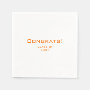 Einfache Typografie Graduation Party Orange Serviette