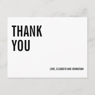 Einfache Typografie Hochzeit Danke Postcard Postkarte