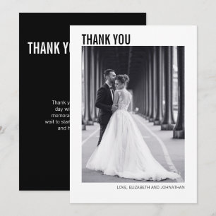 Einfache Typografie Hochzeit Foto Danke Karte