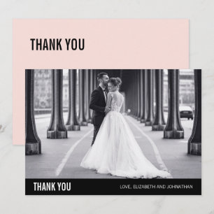 Einfache Typografie Hochzeit Foto Danke Karte