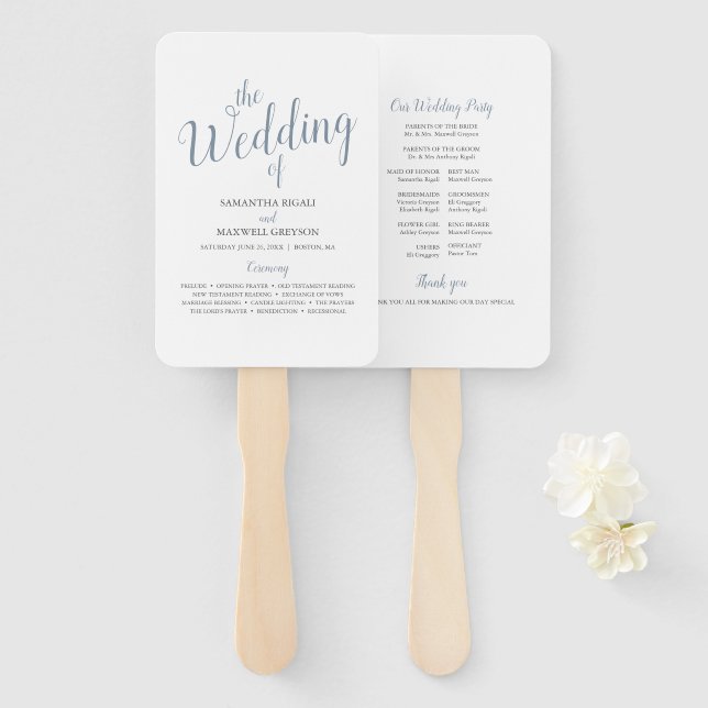 Einfache Typografie-Hochzeitsprogramm Fächer (Vorne und Hinten)