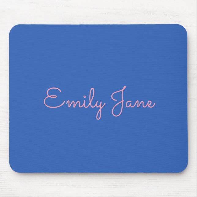 Einfache Typografie in Rosa und Blau Personalisier Mousepad (Vorne)