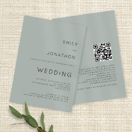 Einfache Typografie-Lichtbild-QR-Hochzeit Einladung