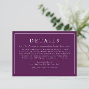 Einfache Typografie Lila Angaben zur Hochzeit Begleitkarte